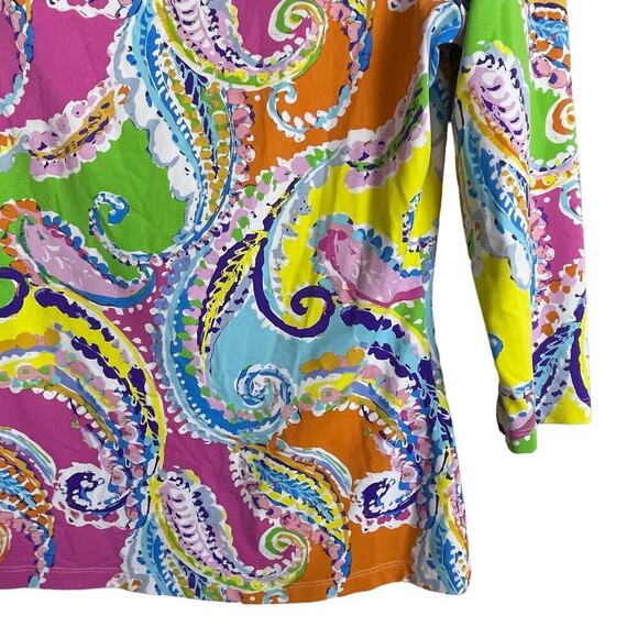 J McLaughlin Top Women's S Boat Neck Catalina Cloth 3/4 Sleeve Colorful Paisley - Picture 4 of 9